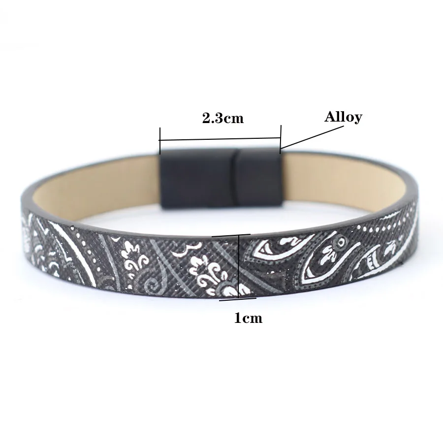 Leather Bangle Bracelet for Men with Magnet Buckle