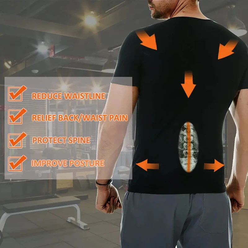 High Elasticity Men's Sweatshirt Gym Workout Shapewear Shapewear Vest Slim Fit Sauna Compression Warm Top Fitness Sweatshirt