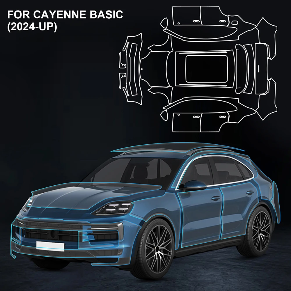 Per Cayenne Basic 2024-Up Pellicola Protettiva Per Vernice Auto Kit Trasparente Per Auto Pellicola Per Carrozzeria Pre-Tagliata Tpu Ppf Adesivo Traspa