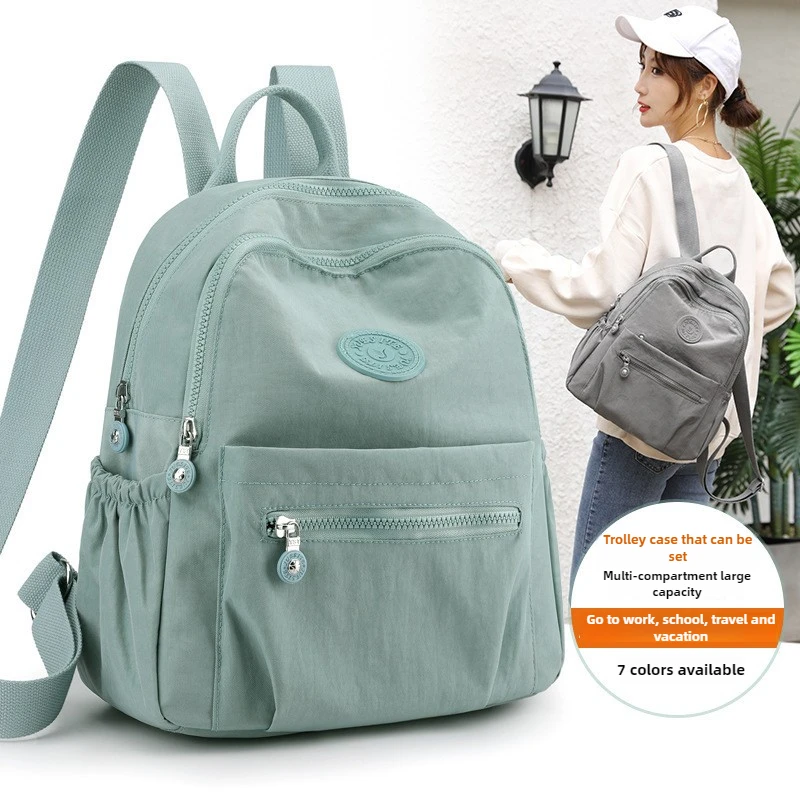 Women Stylish Nylon Oxford Backpack Korean Trendy Small Rucksack Versatile Canvas Bookbag Mommy Travel Bag