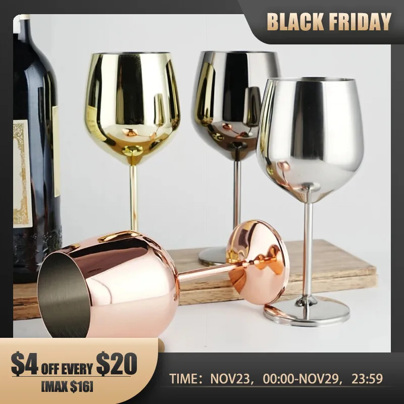StainlessSteelWineGlassesUnbreakableMetalCocktailGlasses500Ml