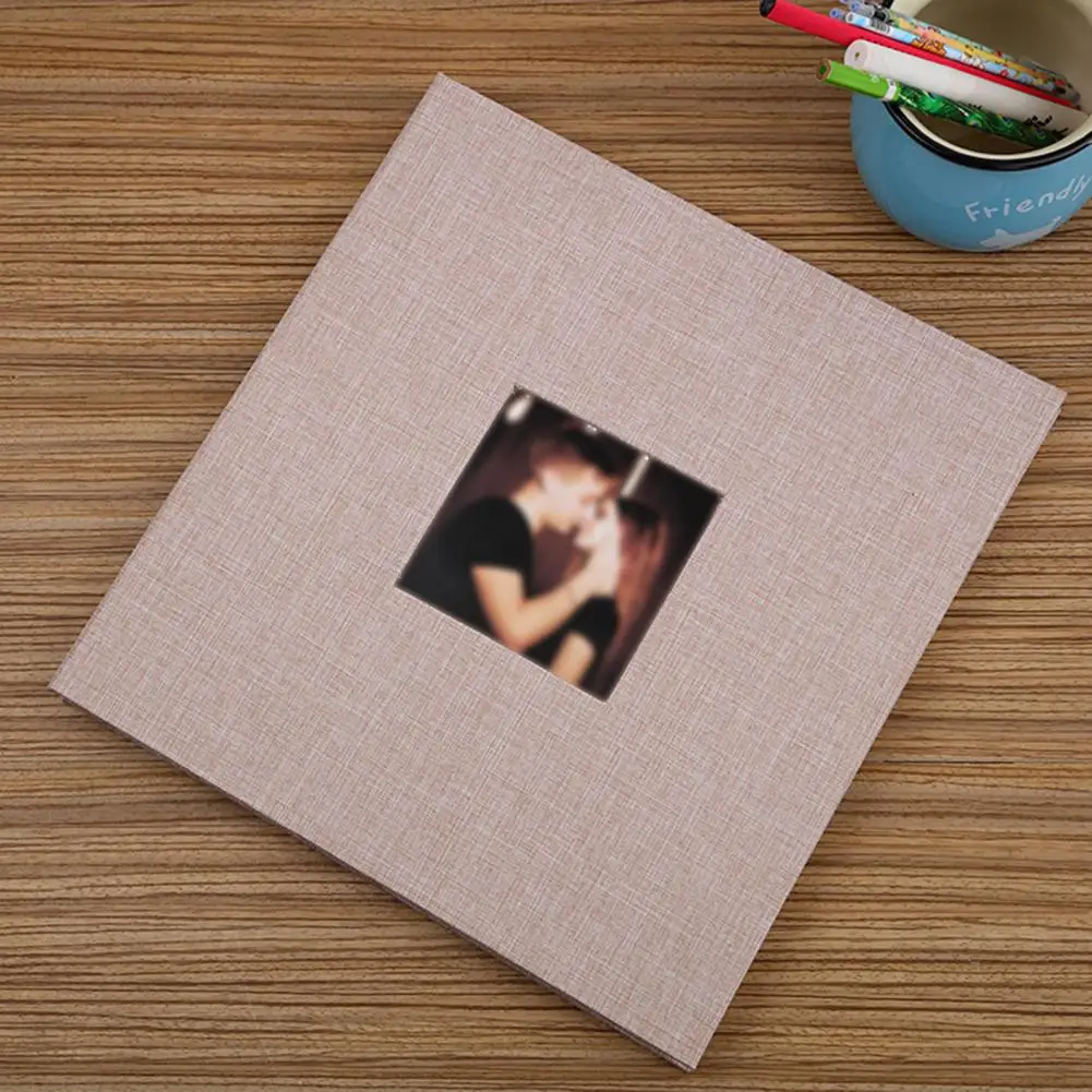 Photo Album 40 Pages Linen Cover Hardcover Reusable Sticky Stamp Collection Book Family Photos Storage Memory Book