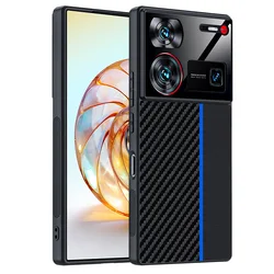 Luxury 2024 Fashion Carbon Fiber Anti - Knock Phone Case Cover (Blue)