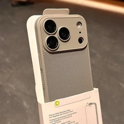Enhanced Cooling Mesh Phone Case with Heat Dissipation, Breathable Hard Back Cover - iPhone 15 Plus (Gray)