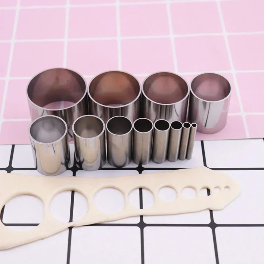12Pcs 12 Sizes Hole Hollow Punch Cutter Set Storage Case Silver Stainless Steel Cutter Molds Circle Clay Cutters DIY Access