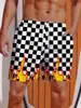 2024 Summer 3D Printed Striped Flame Printing Shorts Men's Board Shorts Swim Trunks Drawstring Breathable Short Hawaiian shorts 2
