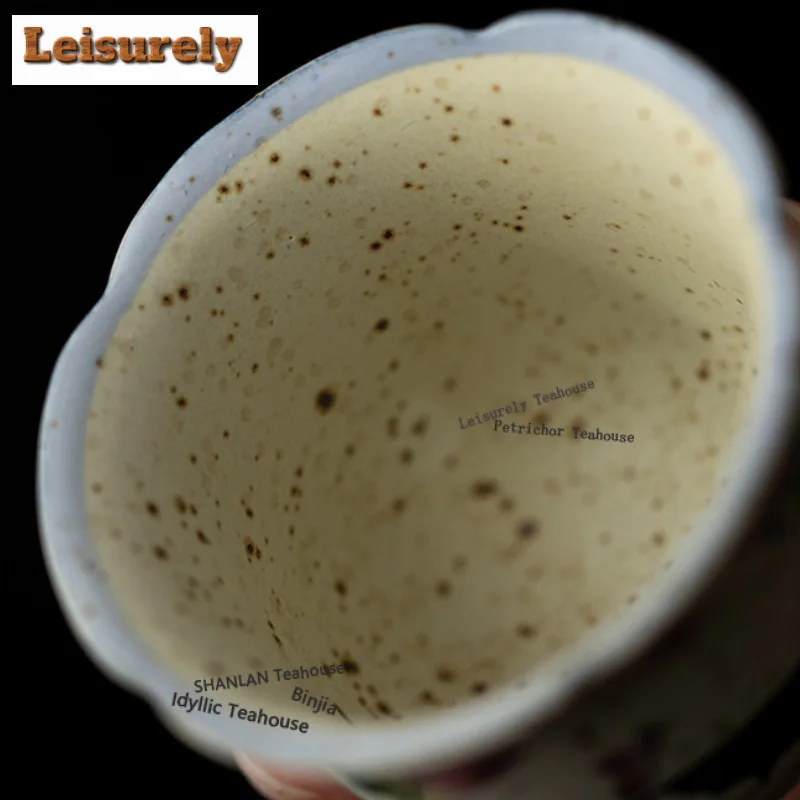 50ML Caramel Glaze Butterfly Lily Flower Mouth Teacup Elegant Tea Bowl Cute Cup Tea-tasting Meditation Cup Chazhan Master Cups