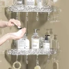 Bathroom Shelf Corner Shower Shelf No Drill Suction Wall Mounted Shampoo triangle Storage Rack Holders Kitchen Accessories 2