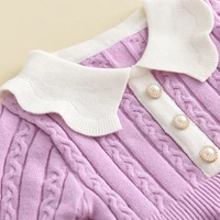 Robe d'hiver en laine tricotée à manches longues pour filles, pull de princesse tricoté à volants, vêtements décontractés, automne 4