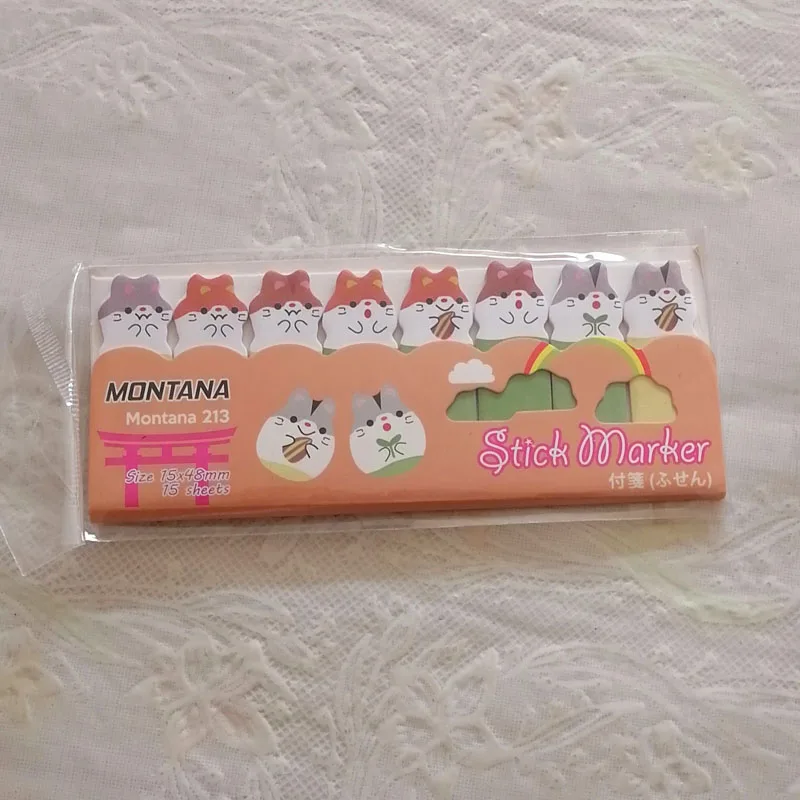 1Pc Kawaii Cartoon Animals Marker Memo Pad Stationery Bookmark Flags Index Tab Sticky Notes Label Paper Stickers 3