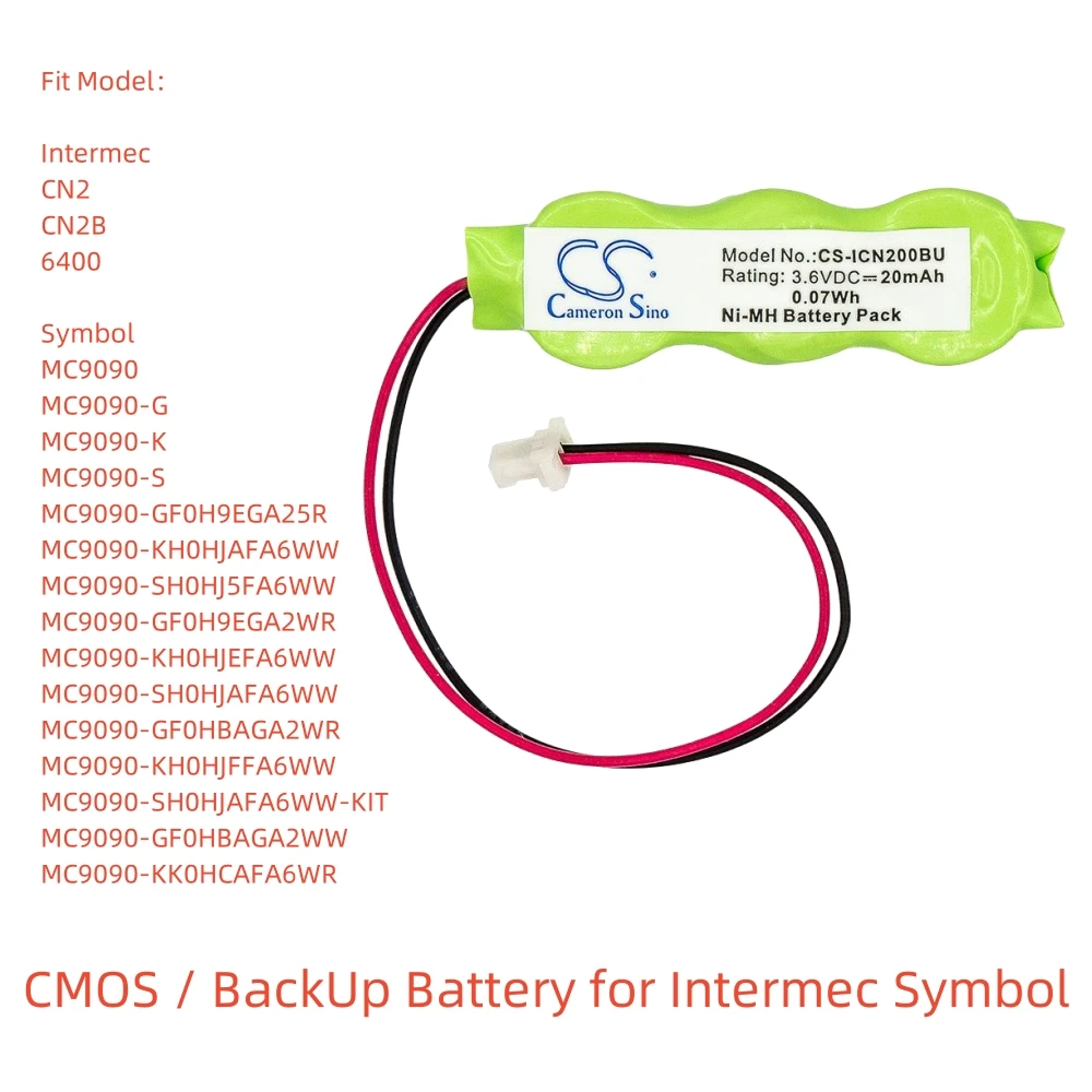 Никель-металлогидридный аккумулятор для Intermec Symbol CMOS / BackUp.3.6V,20mAh,CN2 CN2B 6400 MC9090-GU0HJEFR1ER,317-200-001,3/V15H