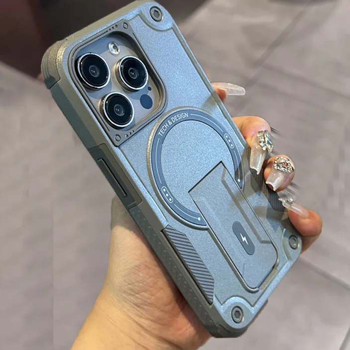 Rugged Military-Grade Magnetic Stand Case with Shockproof Matte Finish