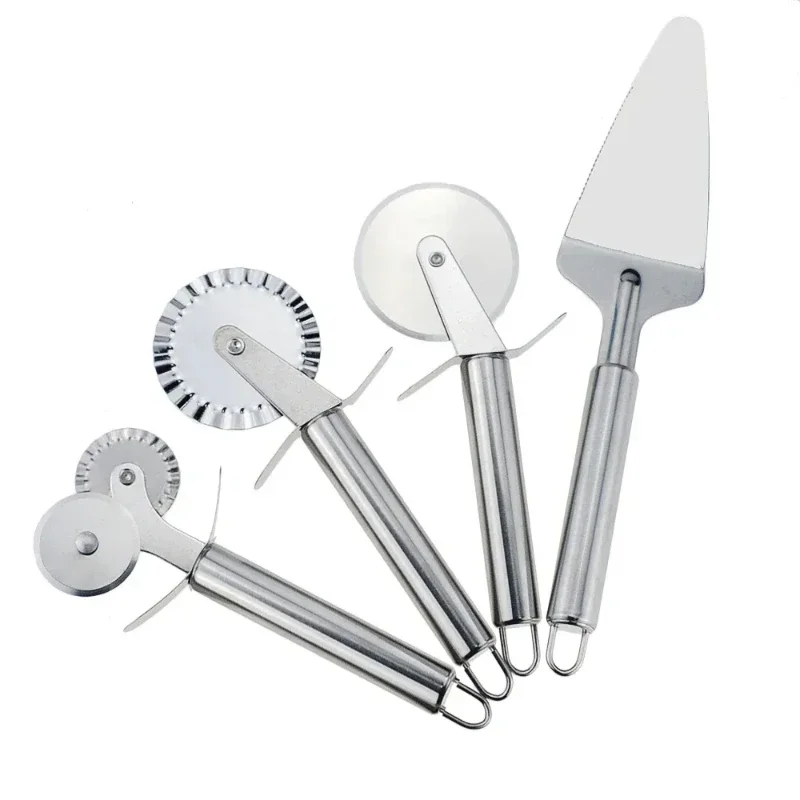 New Household Stainless Steel Roller Pizza Knife Quick Cutting Tool for Baking Pancakes and Pastries Four Styles To Choose From