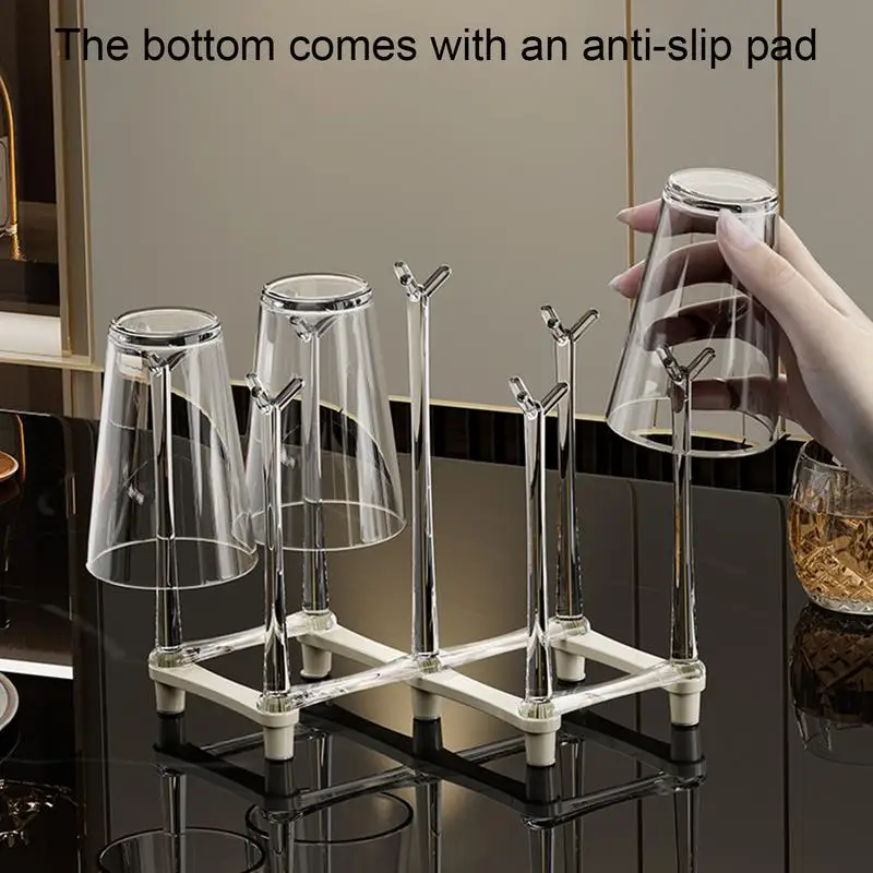 Cup Drying Rack Drinking Glass Drainer Stand Countertop & Kitchen Sports Bottle Drying Rack Reusable Space Saving Adjustable