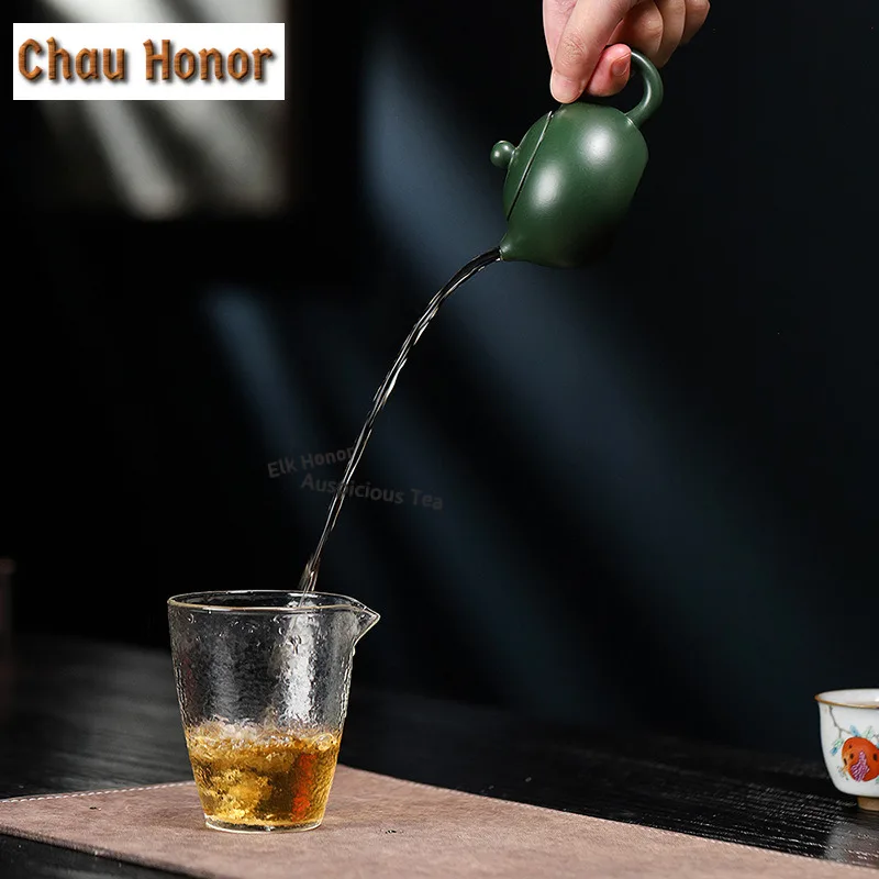 100ml Exquisite Yixing Purple Clay Teapots Handmade Xishi Pot Raw Ore Green Mud Kettle With Filter Chinese Zisha Tea Set Cha