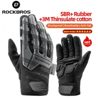 ROCKBROS Cycling Gloves SBR Thickened Pad Shockproof Breathable GEL Bike Gloves Winter Warmer Full Finger Sport MTB Gloves 1