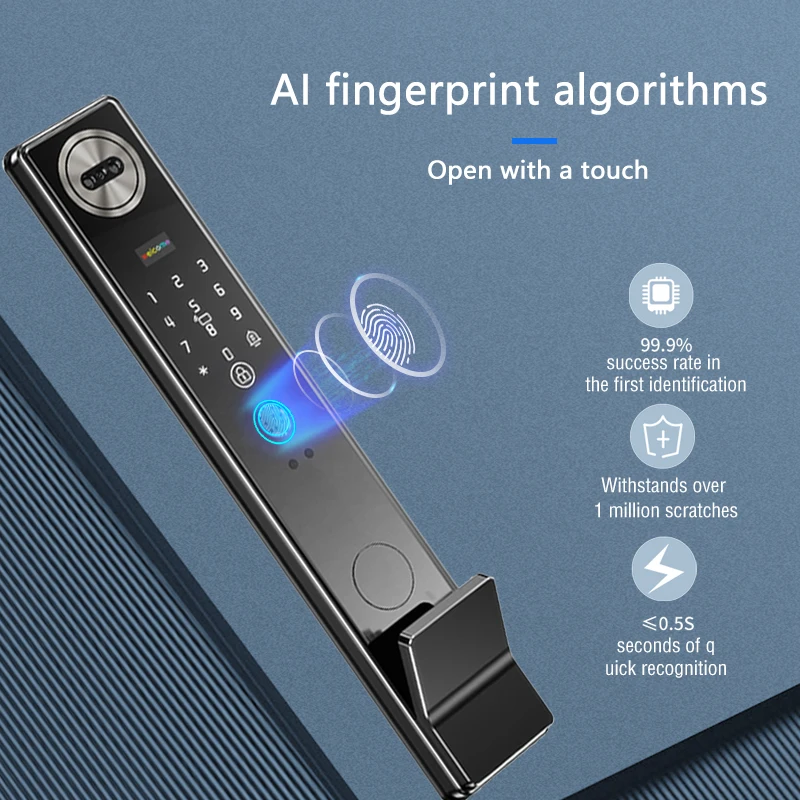 قفل باب ذكي مقاوم للماء ثلاثي الأبعاد للوجه Tuya ن...