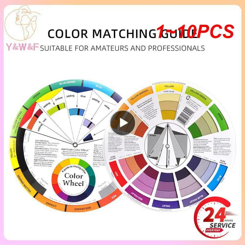 

1~10PCS Color Paper Card Wheel Three Tier Design Mix Guide Round Central Circle Rotates For Nails Microblading Tattoo Makeup