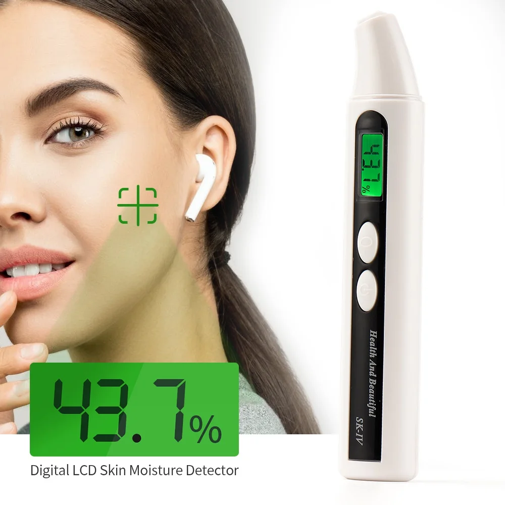 

Portable Skin Moisture Tester Pen Digital LCD Screen Skin Moisture &Oil Content Analyzer For Forehead Cheek Eye Facial Hydrating