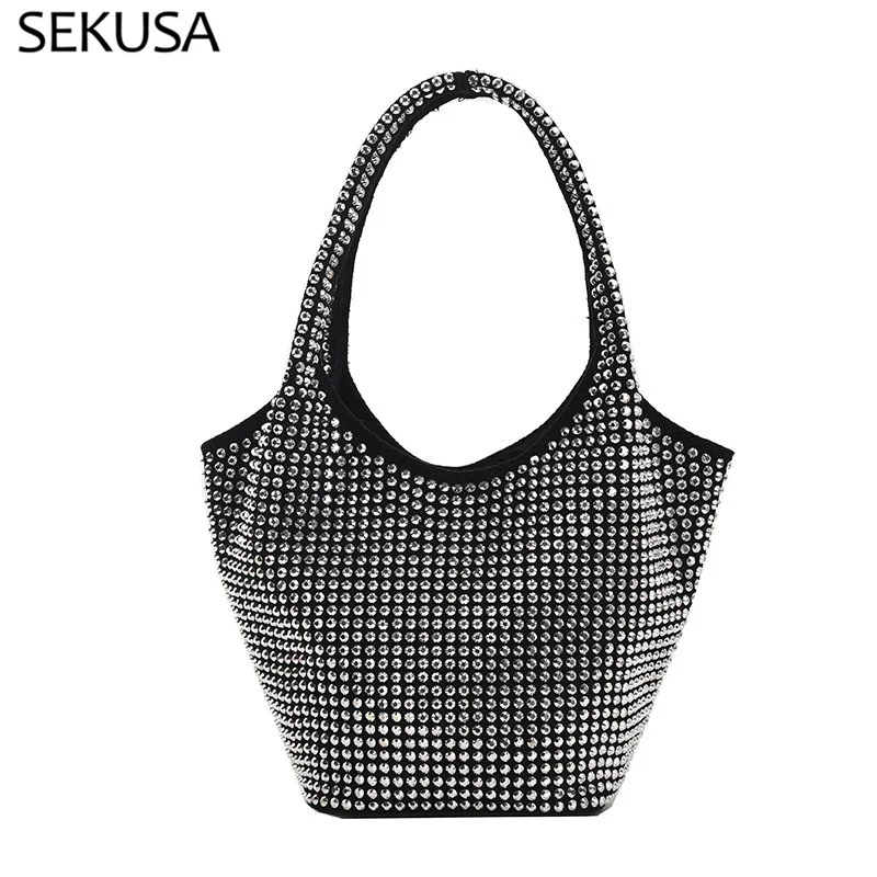 Luxury Diamonds Basket Bag Designer Brand Women Handbag Shinny