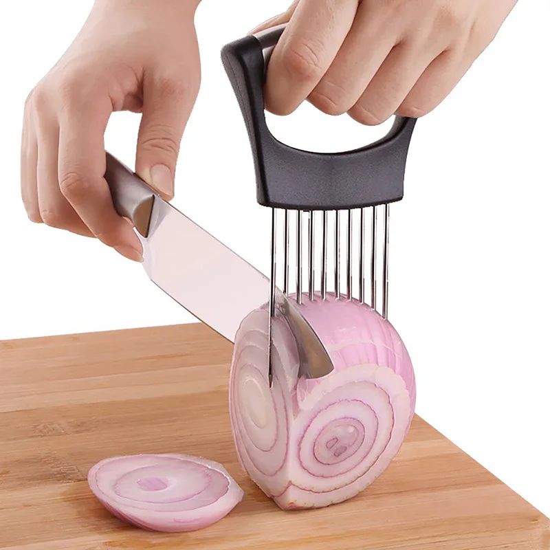 CUTTING MEAT NEEDLE Onion Slicer Vegetable Holder Cutter Food