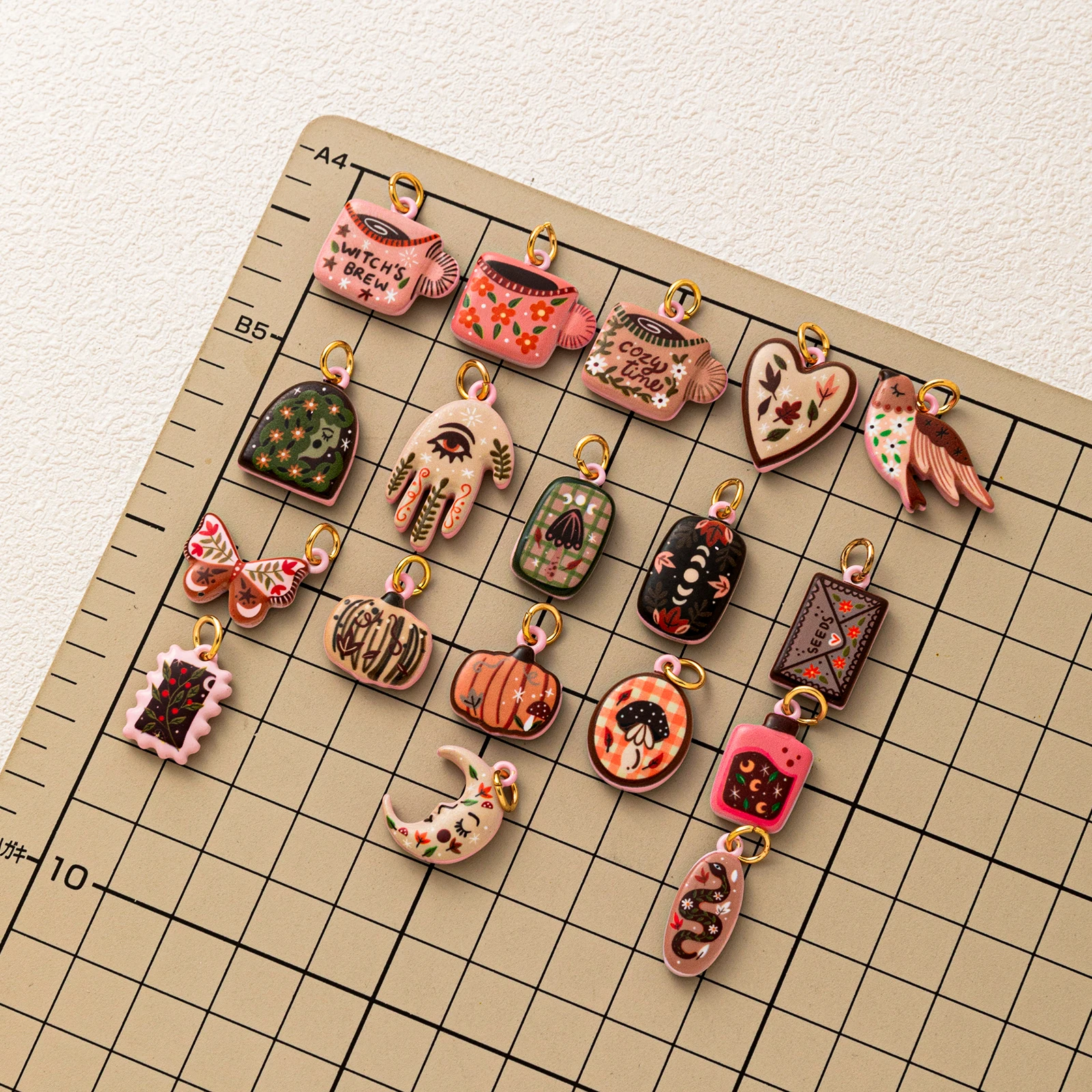 Modische und niedliche neue Kürbis Vogel Liebe Blume Tropf Ölgemälde Farbe Serie DIY Anhänger Charms für Schmuck – Detail 1