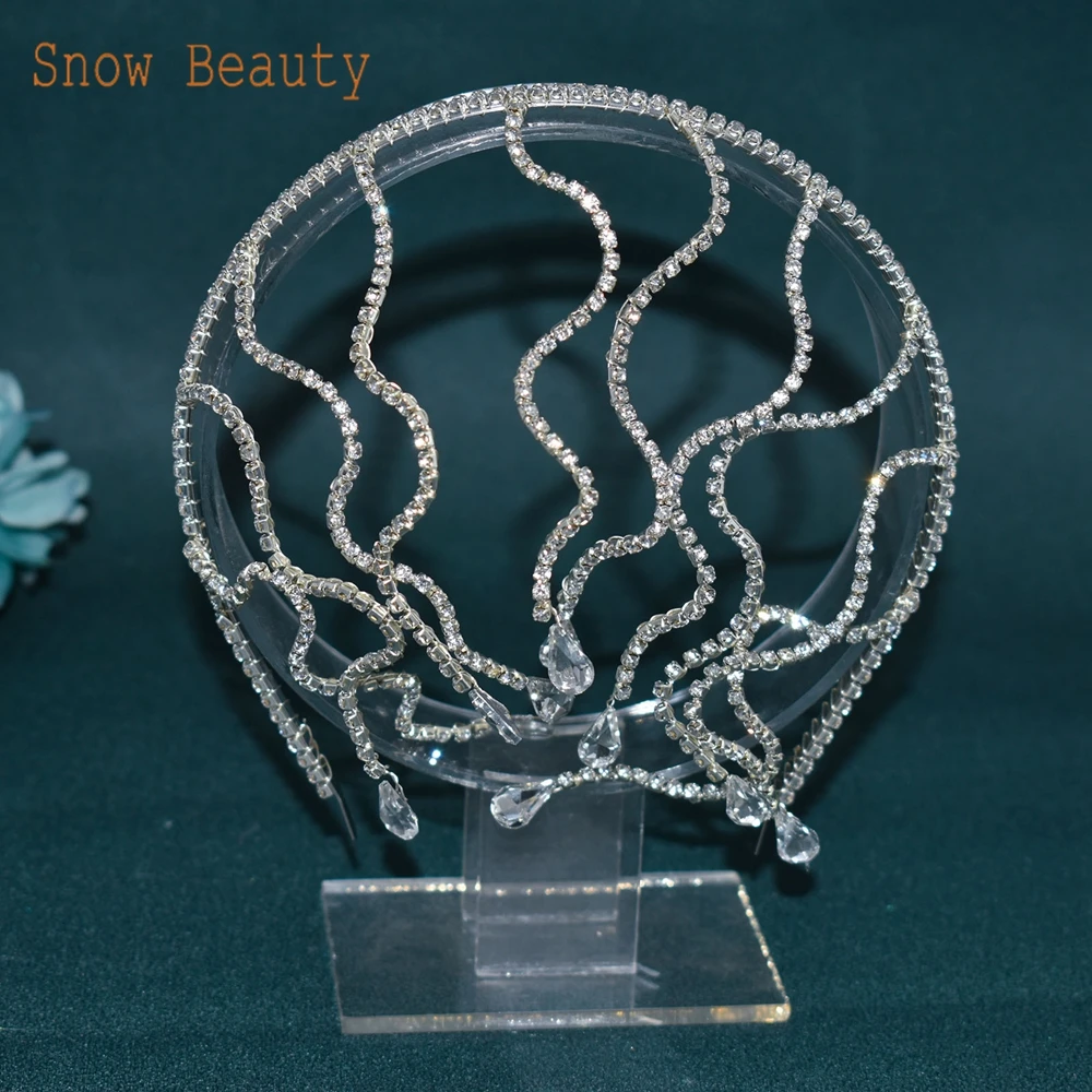A453 Sparkly Rhinestone Bridal Tiara Hair Accessories Wedding Headbands Crystal Hair Ornament Women Crown Crystal Headwear