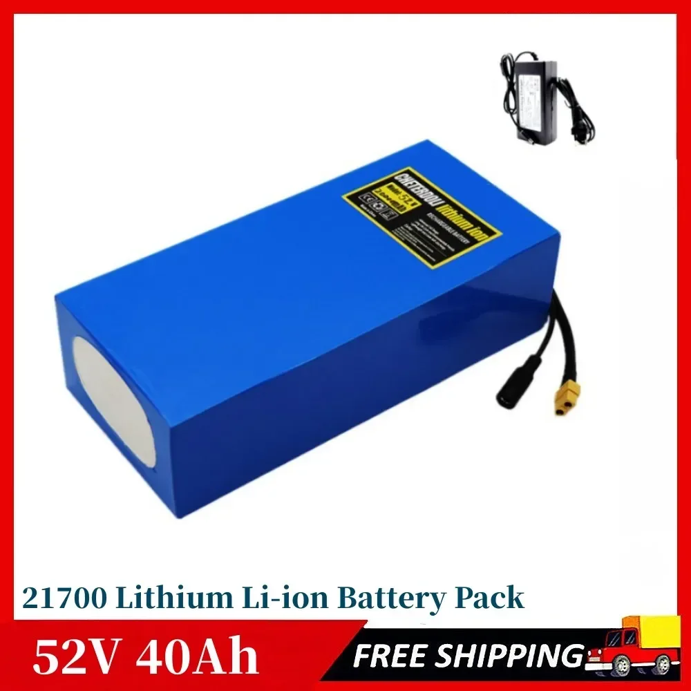 

52V Ebike Battery 30Ah 40Ah 21700 Lithium Li-ion Battery Pack for 1500W 2000W Electric bike Electric Scooter With BMS+2A charger