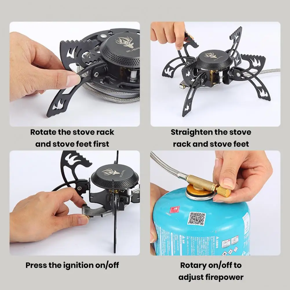 

Split Small Gas Stove High Power Portable Camping Gas Stove with Windproof Burner Adjustable Flame Foldable Design for Outdoor