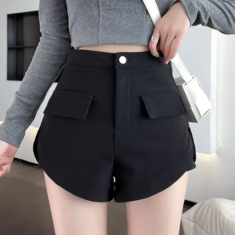 Summer New Black High Waist Shorts Solid Color Slim Plus Size All-match Hot Pants Casual Fashion Trend Women Clothing