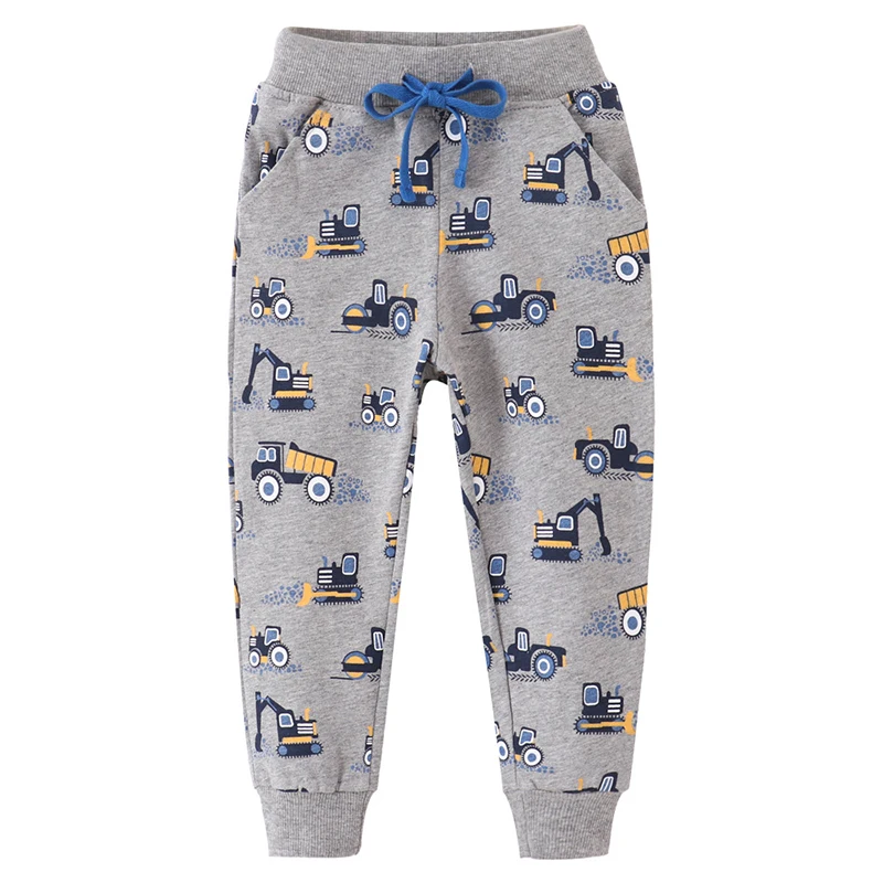 Autumn Cartoon Excavators Vehicles Trousers Children'Clothing Cotton Baby Boys Kids Clothes Sweatpants Pants