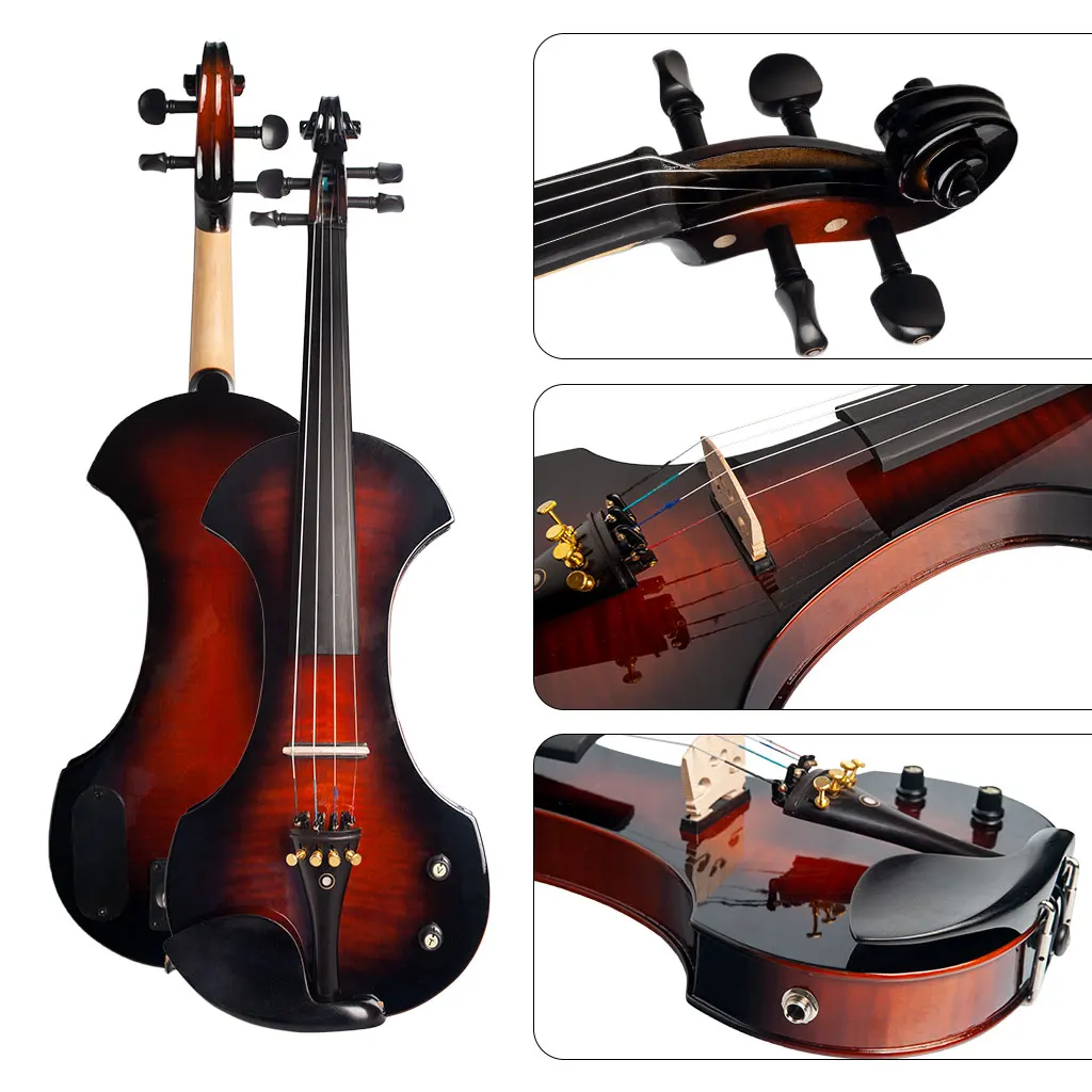 バイオリンセット 4/4電子バイオリンカラーライト演奏楽器 Nicolo