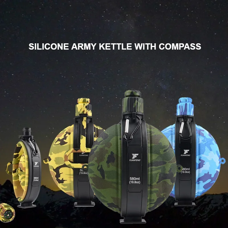 Silicone Folding Cup Outdoor Mountain Climbing Portable Multi-functional 580ML Large Capacity Sports Kettle Sports Water Bottle Portable Water Bottle Sports Water Bag