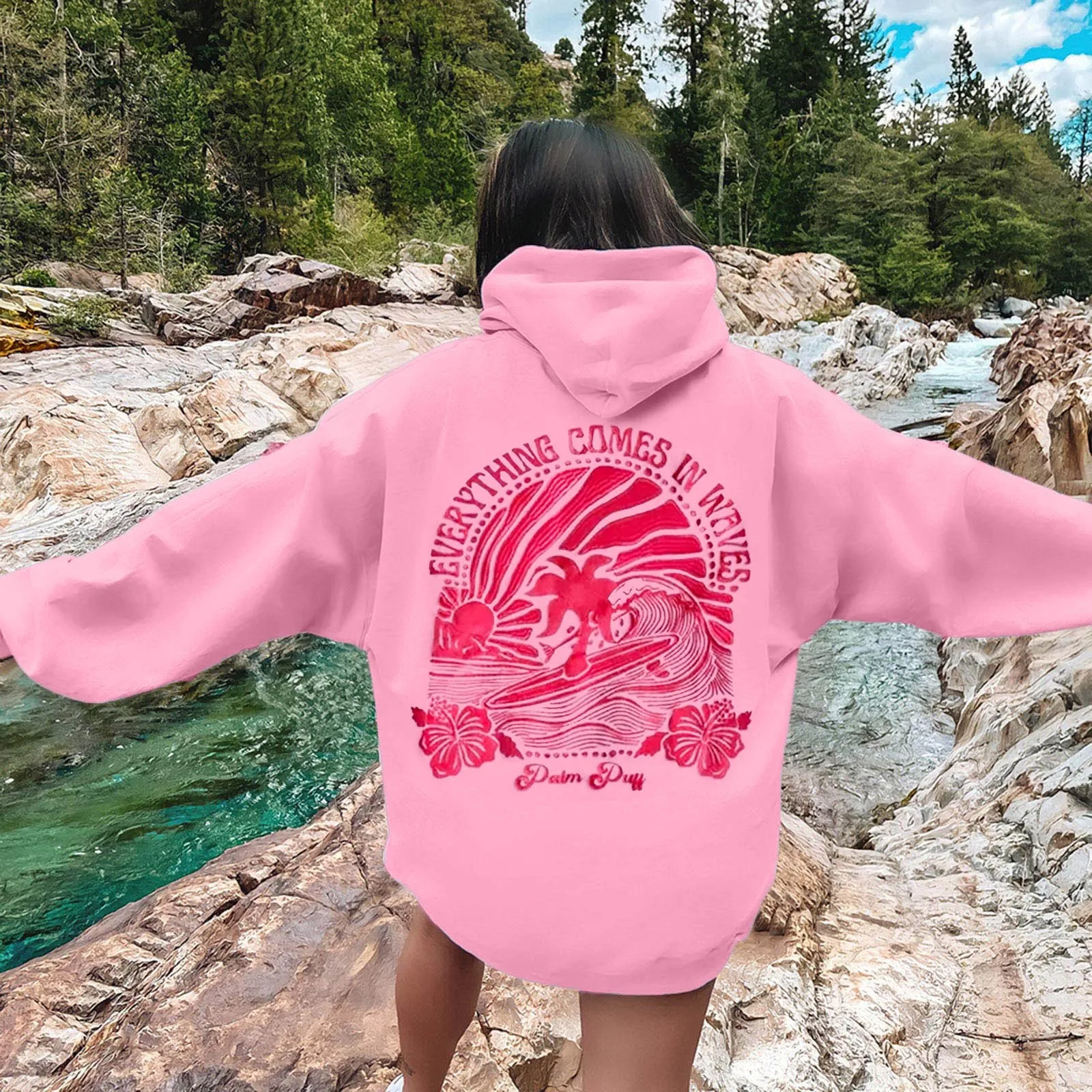 thumbnail image 1 of Sudadera con capucha y estampado de letras para mujer, de moda, con estampado de estética, de manga larga, para hombre y mujer, 1 of 5