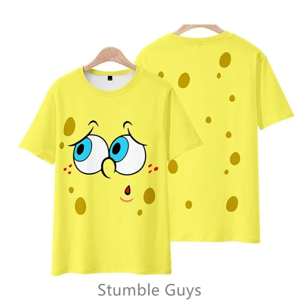 2024 SpongeBob T-shirt Kids Sweatshirt Kids Short Sleeve Boys Girls Clothing Summer Short Sleeve Ages 3-12 4