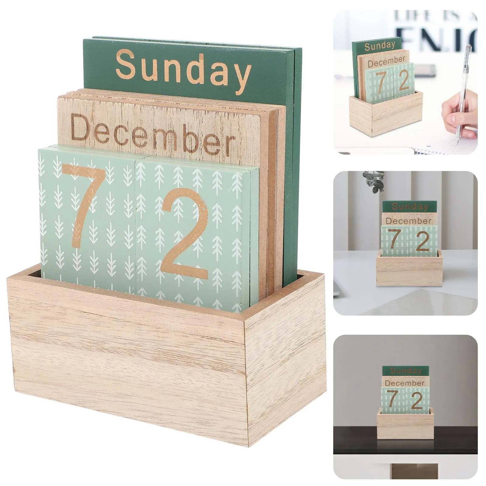 Wooden Block Calendar Mini 2024 Desktop Removable Calendar Perpetual Desk Calendars Decorations Office Supplies