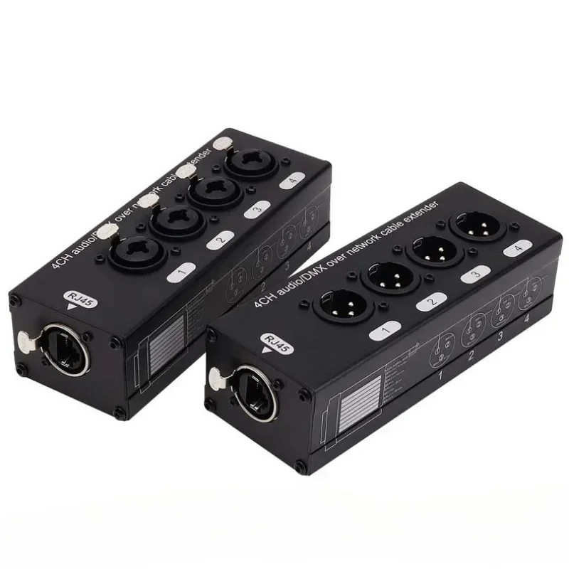 1Pair 4 Channel 3 Pin Multi Network XLR Cable Stage Sound Lighting Recording Studio To RJ45 Ethercon 1 Male + 1 Female