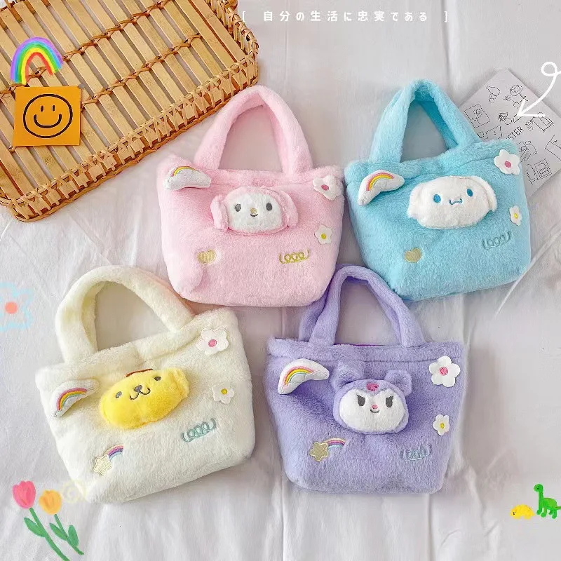 

Sanrio Cinnamoroll Kawaii Anime Plush Doll Shoulder Bag Girly Heart My Melody Cute Pompompurin Cartoon Handbag Sweet Girls Toys