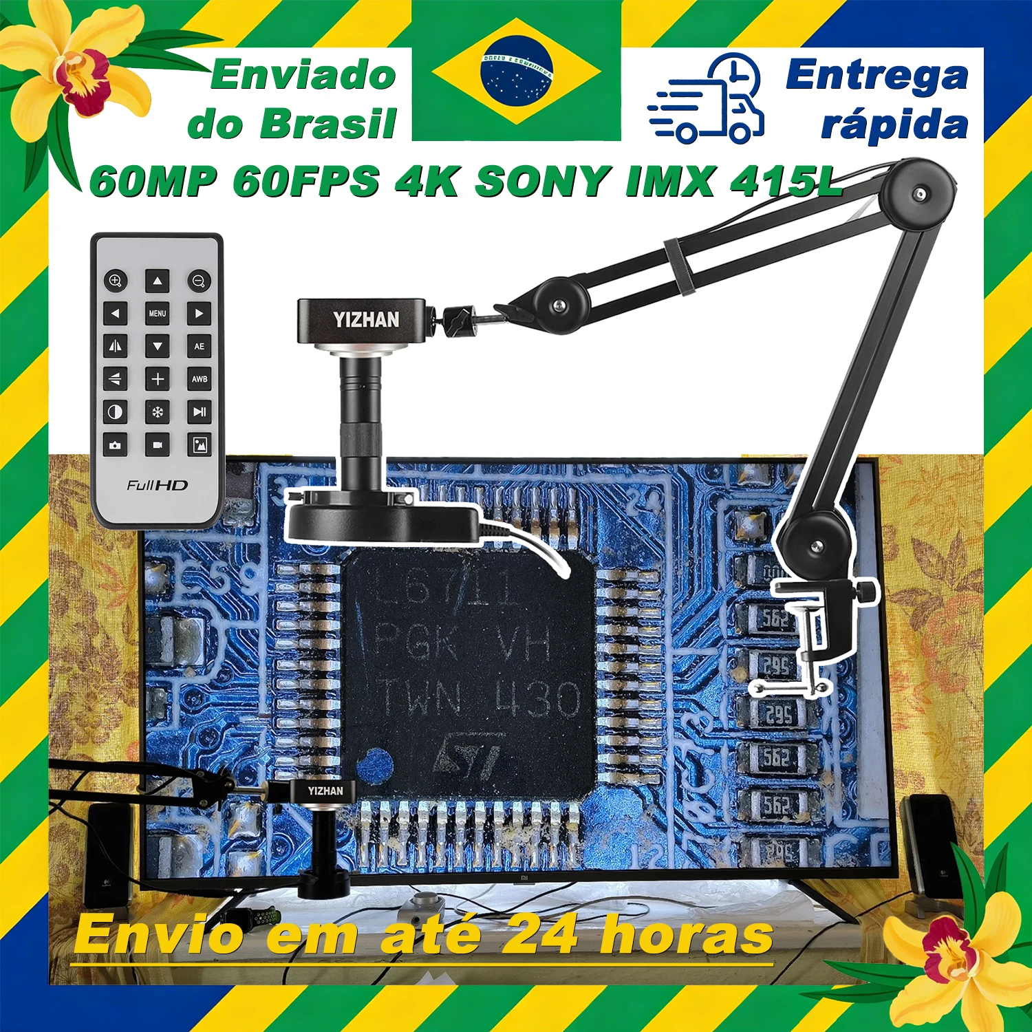microscópio digital eletrônica YIZHAN 4K 60MP, HDMI e USB-C, lente de 1-150X. Amplo campo de visão, ideal para fotografia e gravação remotas, medição, marcação e anotação, soldagem e reparo, observação médica e avalia