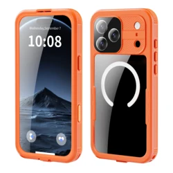 Shellbox Magnetic Shockproof Dustproof Waterproof Phone Case - Durable Protective Cover - iPhone 17 Pro (Orange)