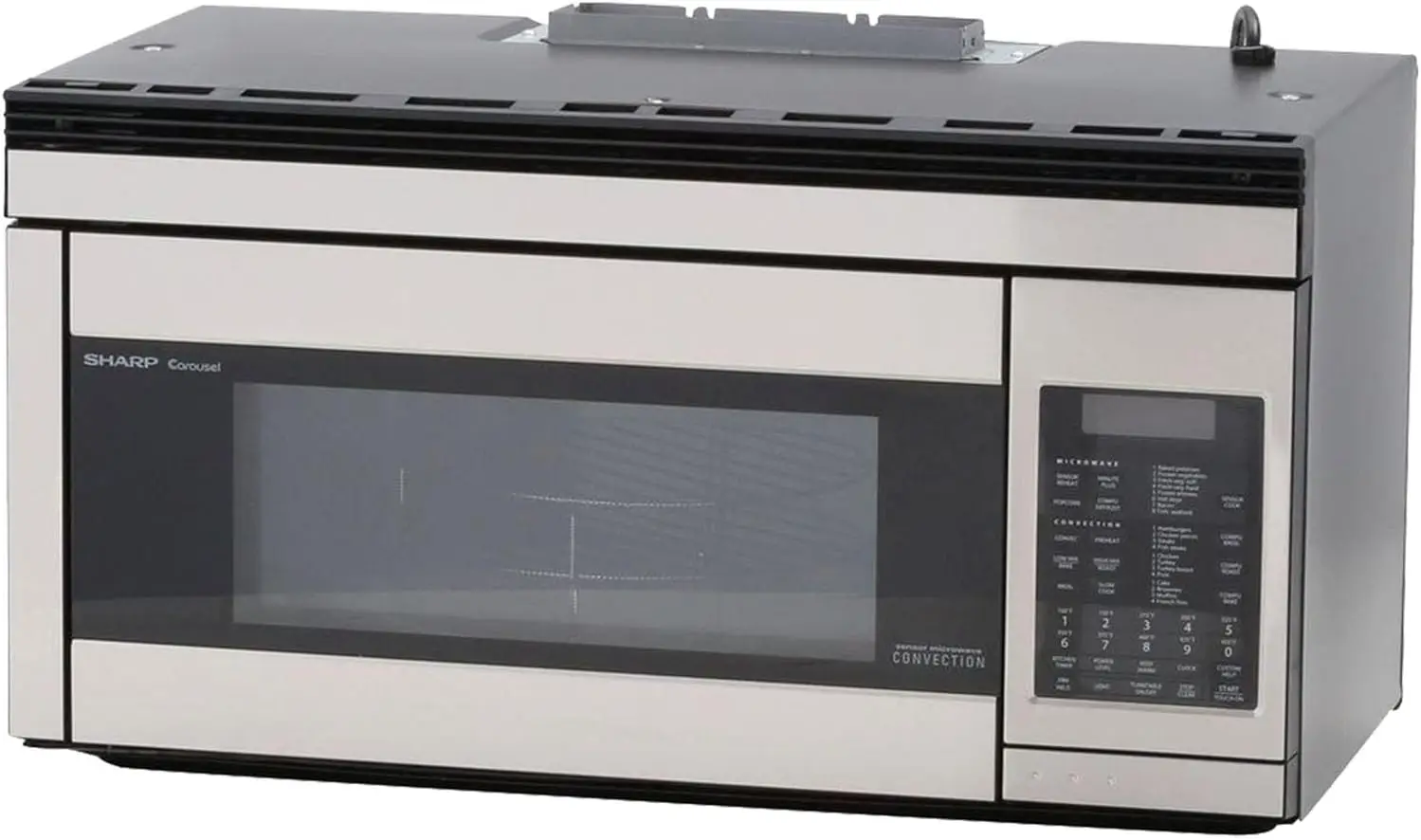 850W Over-the-Range Convection Microwave 1.1 Cubic Feet Stainless Steel Hood Light Powerful Fan Low and High Racks Included