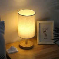 LED Bedside Table Lamps Simple Chinese Style Decoration Table Lamps Dimmable USB Plug Fabric Lampshade Bedroom Night Light 4