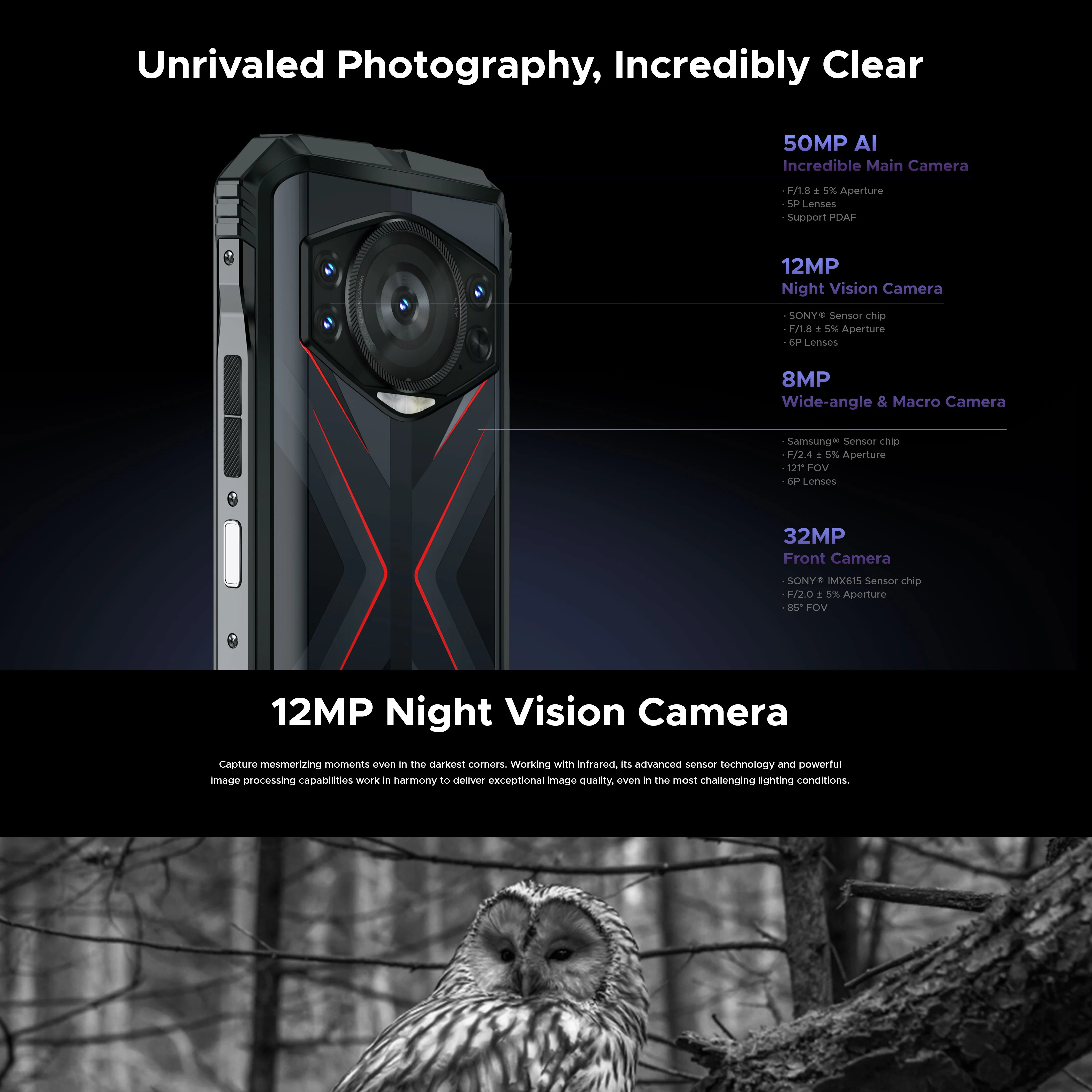 DOOGEE S118 8GB 512GB Rugged Smartphone 10800mAh 33W Fast  Charging 50MP Triple Camera  Android 14 NFC 4G Cellphone 4