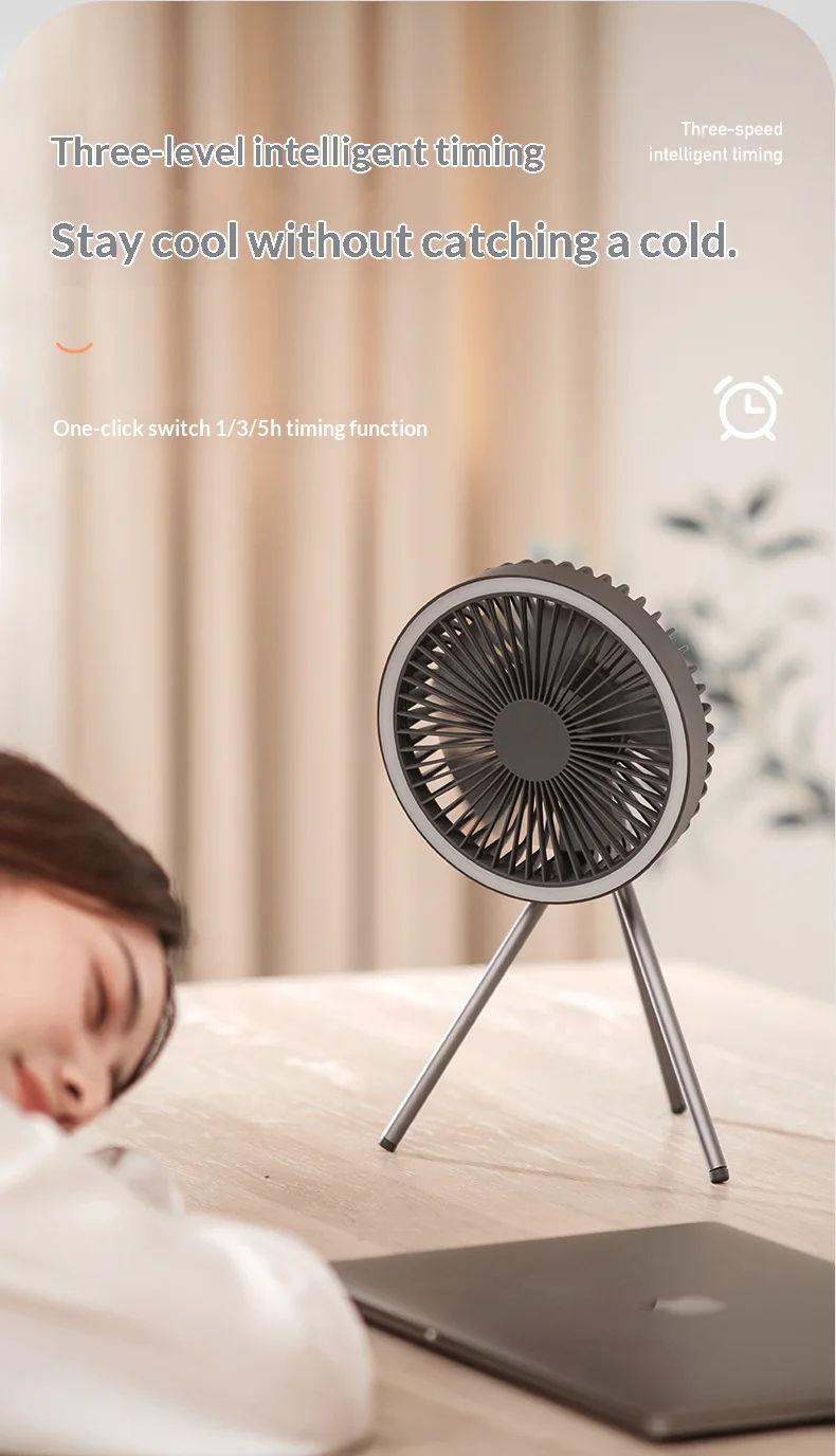 HOMEFISH Portable Rechargeable Camping Fan 4000mAh 10000mAh Wireless Ceiling Desktop Fan with Power Bank LED Light