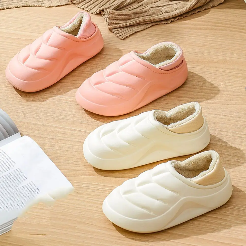 

Waterproof Winter Warm Man Slippers Indoor Plush Cotton Men Fashion Outside Platform Heel Non-slip Sole Women Home Shoes qt777