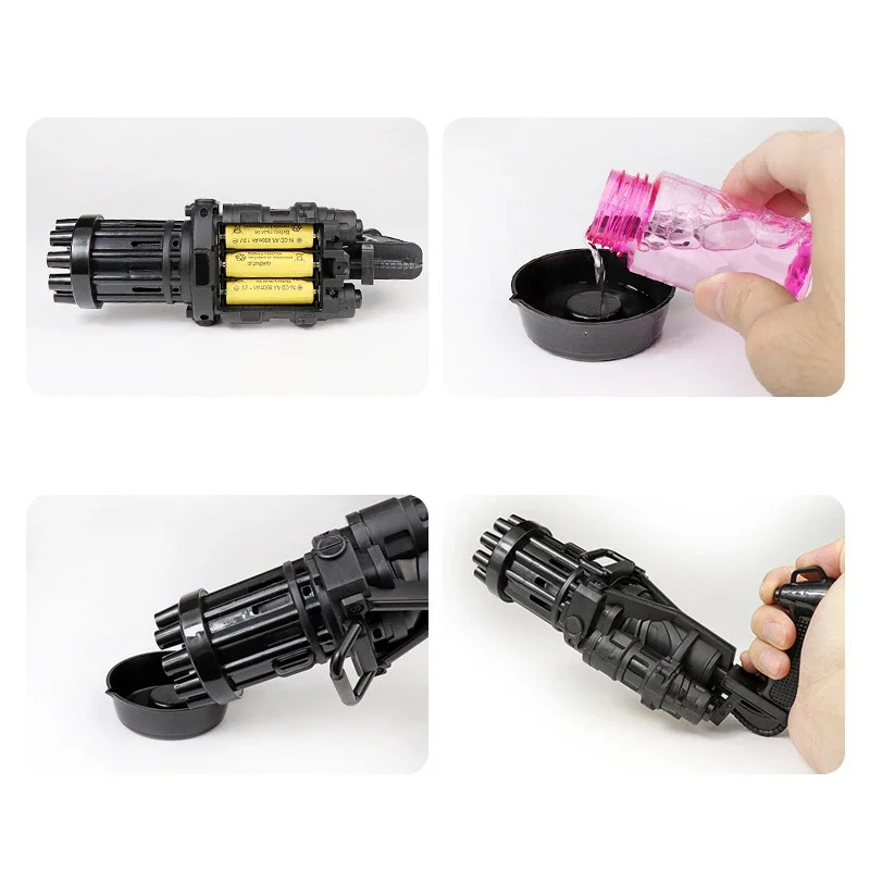 10 Hole Electric Gatling Bubble Machine Automatic Blower Soap Water Maker Gun for Children Summer Beach Outdoor Kids Toys 4