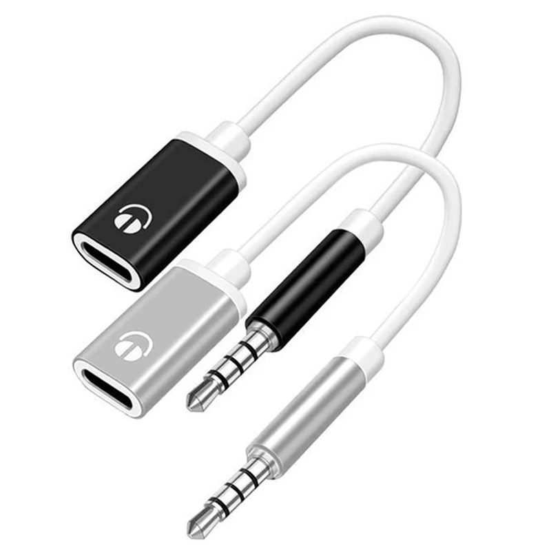 Headphone Adapter Cable 1pcs 3.5mm Male To Type-C Female Headphone Aux Cable Converter Type-C To Flat Headphone Round Head Adapter Cable