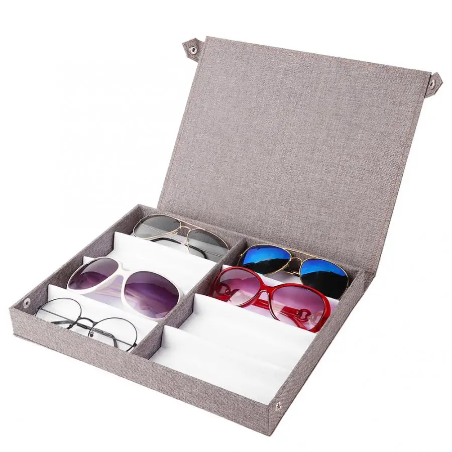 Sunglass Rack 8 Slots Glasses Storage Sunglasses Display Jewelry Container Case Organizer with Button Contact Lenses Supplies | Дом и сад
