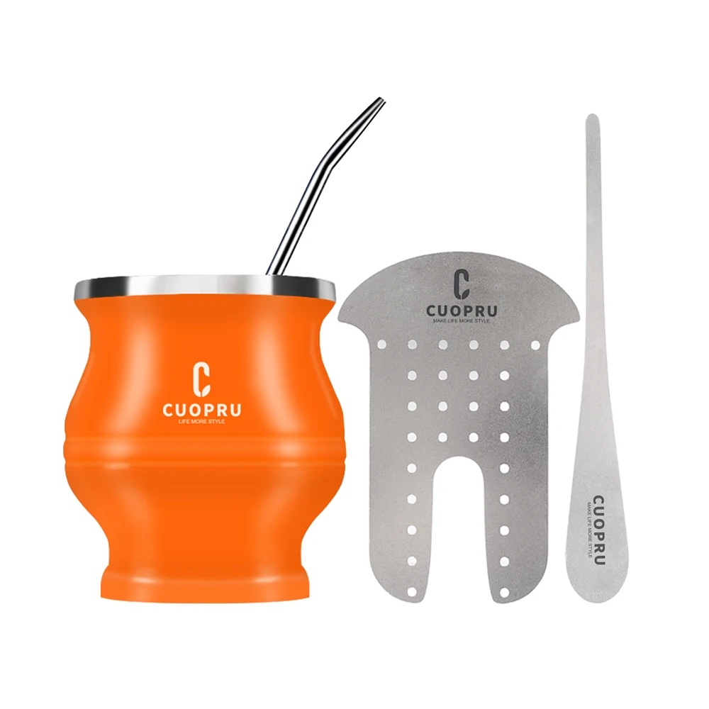 Kit Maté Complet - Calebasse Isotherme 350ml + Bombilla En Inox + Brosse De Nettoyage - Pour Yerba Maté Ou Thé - 5
