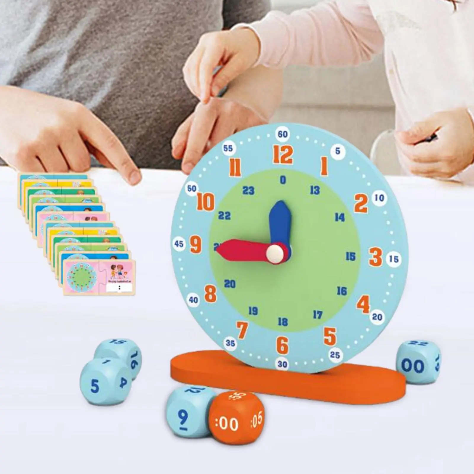 Wooden Montessori Clock Toy Telling Time Educational Wood for Homeschool Supplies Kindergartner Kids Children